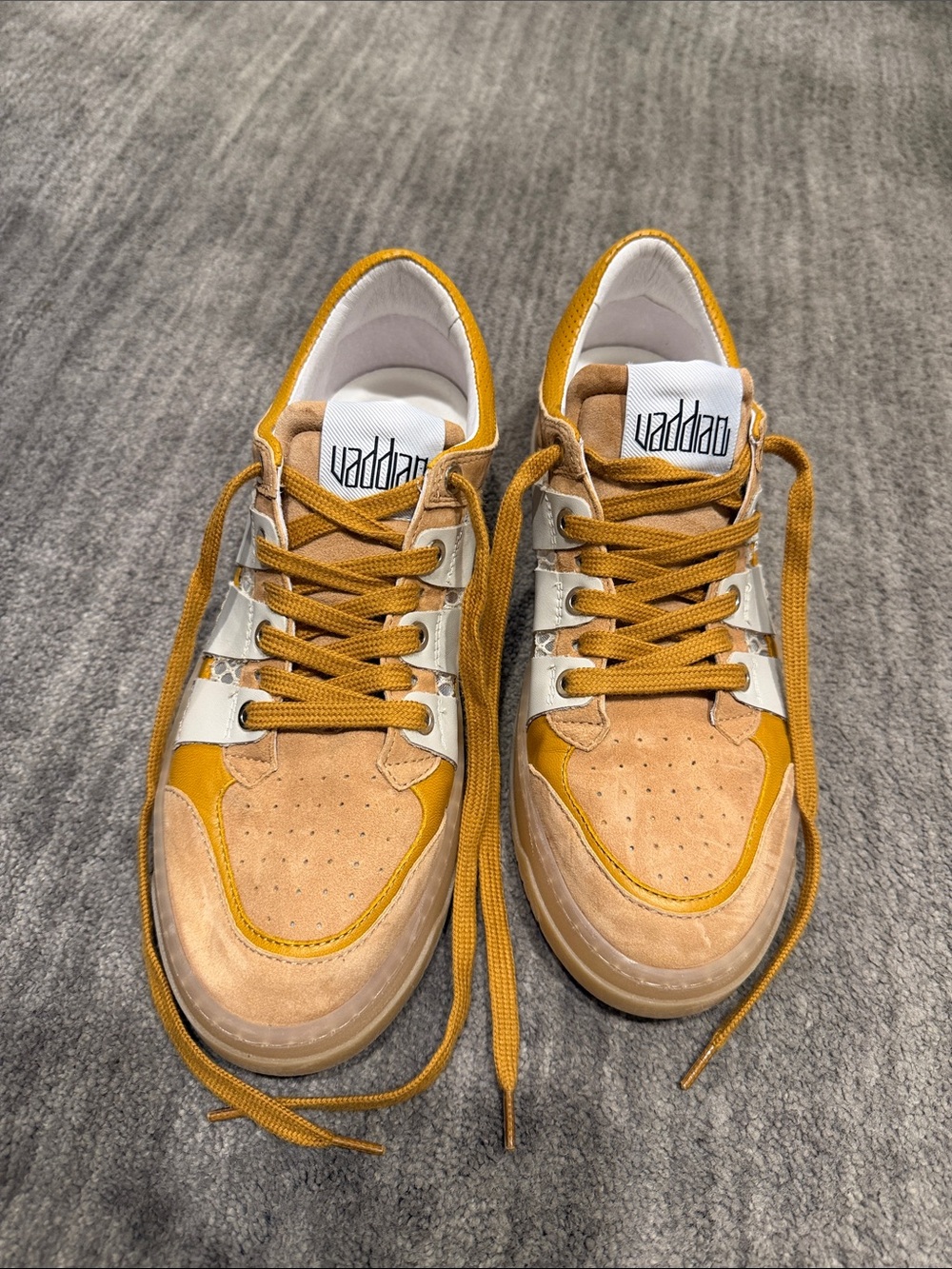Vaddia women’s Mustard Suede Low-Top Sneakers